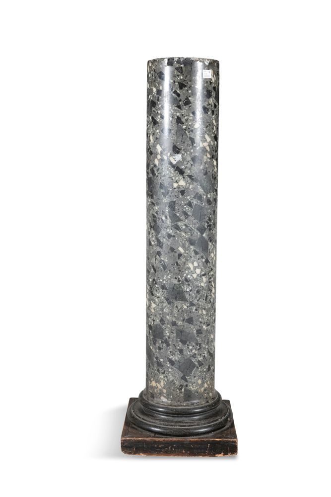 Null A 19TH CENTURY SCAGLIOLA COLUMN, simulating a grey pudding stone marble of &hellip;