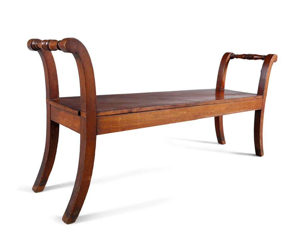 Null AN IRISH WILLIAM IV LONG MAHOGANY BENCH, by Williams and Gibton, with doubl&hellip;