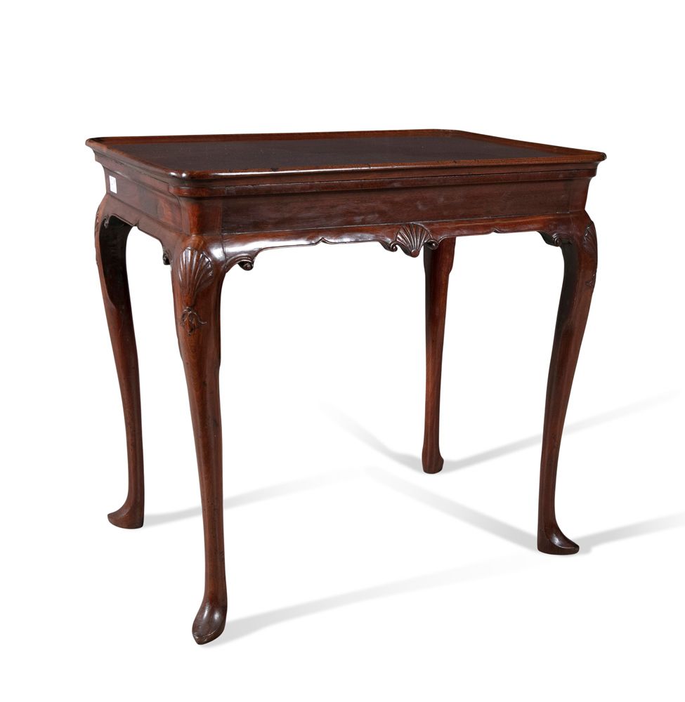 Null A GEORGE II IRISH MAHOGANY SILVER TABLE, c.1740, with cavetto top with re-e&hellip;