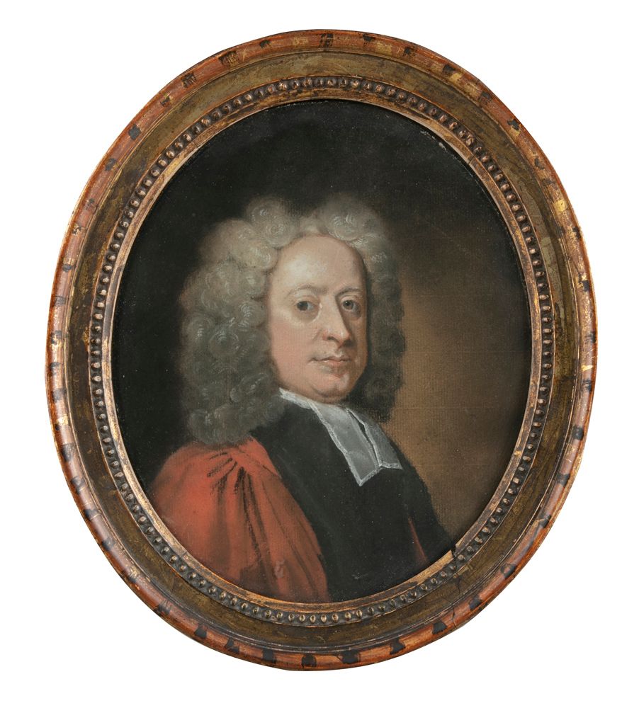 Null 约翰-刘易斯的圈子（18世纪） 托马斯-谢里丹（1687-1738）的肖像 纸上水粉画，19.5 X 23.5厘米 背面刻字 这似乎是库克用来为《斯威&hellip;