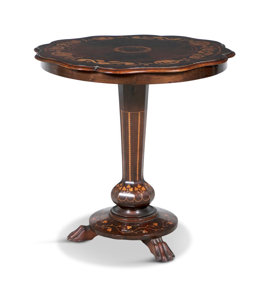 Null A VICTORIAN INLAID ARBUTUS KILLARNEY WORK CENTRE TABLE, the shaped circular&hellip;