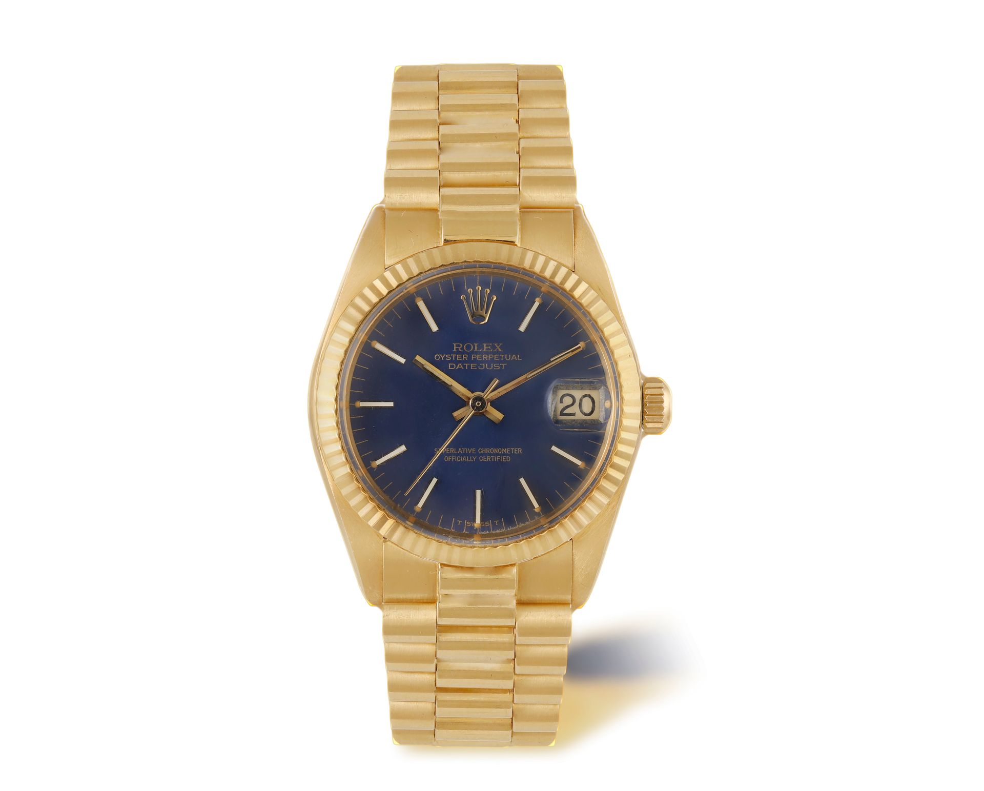 Null 
AN 18K GOLD AUTOMATIC CALENDAR DATEJUST BRACELET WATCH BY ROLEX, CIRCA 198&hellip;