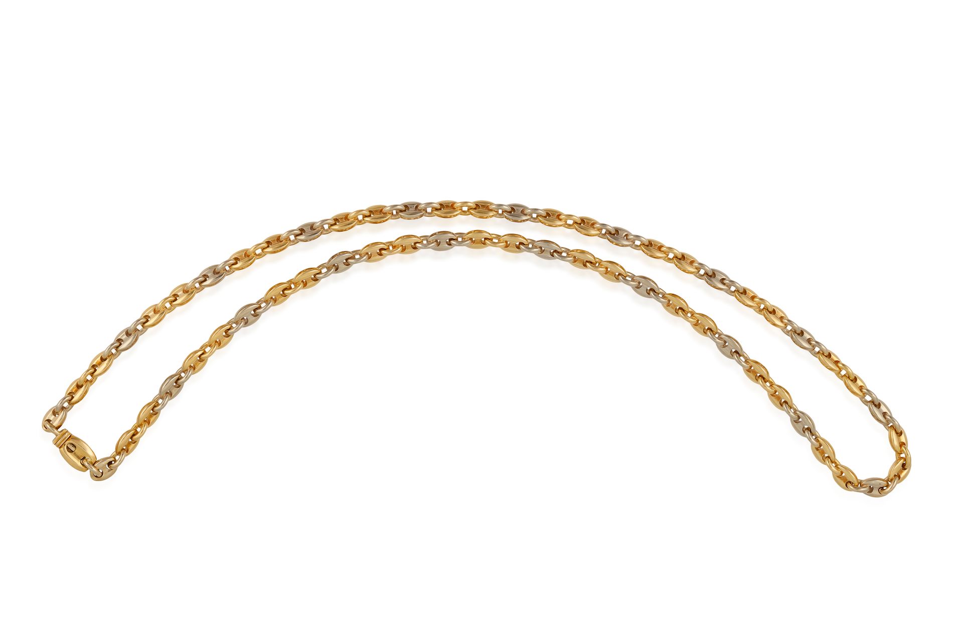 Null 卡地亚的金链子项链 由连续的抛光金咖啡豆链接组成，18K金，署名卡地亚，有编号，有 "Cartier Société Anonyme "的制造商标记，&hellip;