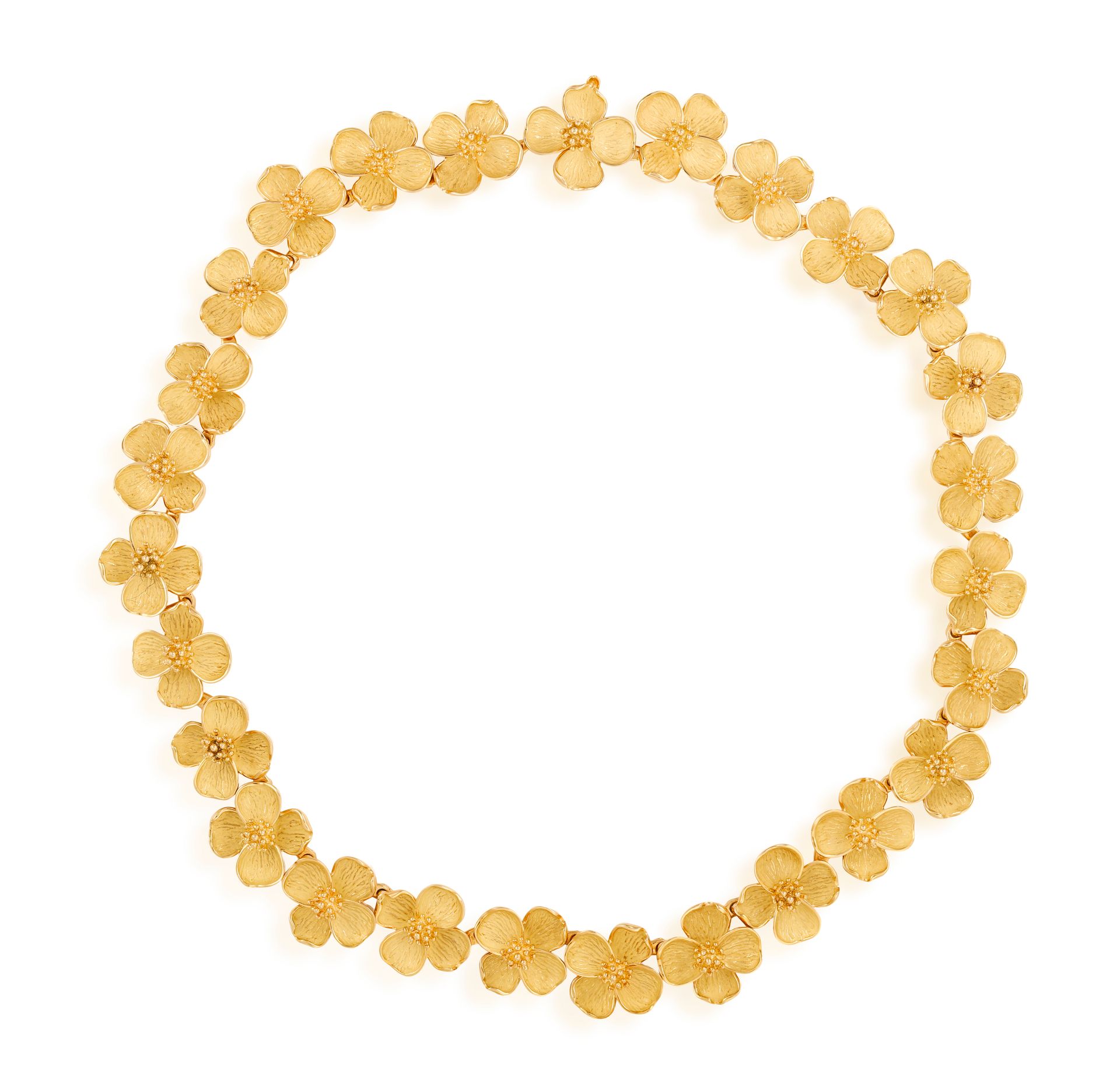 Null A GOLD 'DOGWOOD' NECKLACE, BY TIFFANY & CO. Composed of a series of texture&hellip;