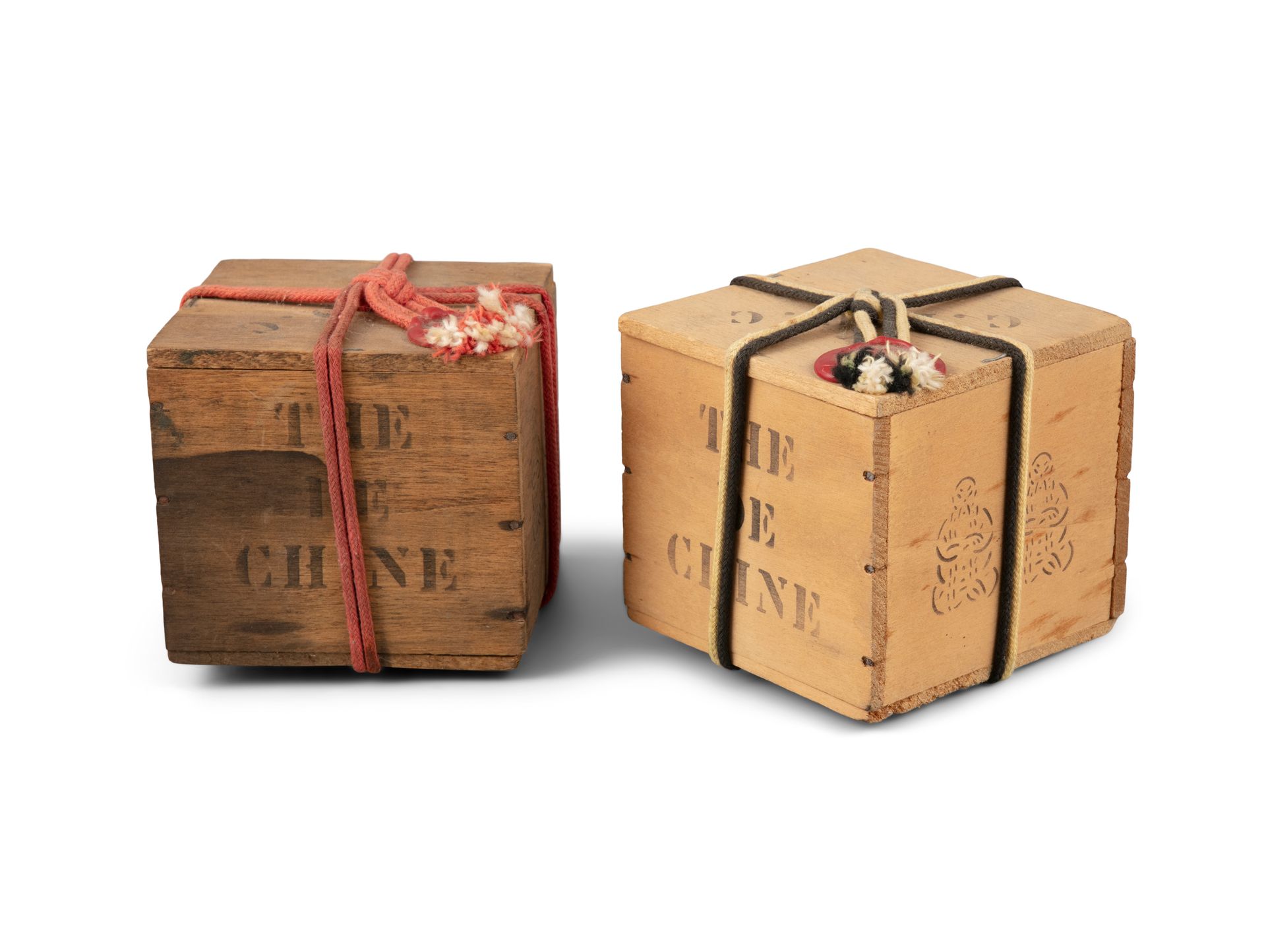 Null A LOT OF TWO (2) OLD SEALED WOODEN TEA BOXES China One box inscribed with ‘&hellip;