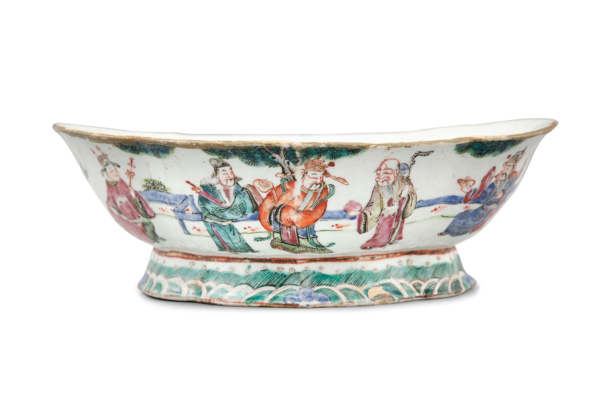 Null A FAMILLE ROSE PALETTE 'EIGHT DAOIST IMMORTALS' OFFERTA CUPS / BOWL Cina, t&hellip;