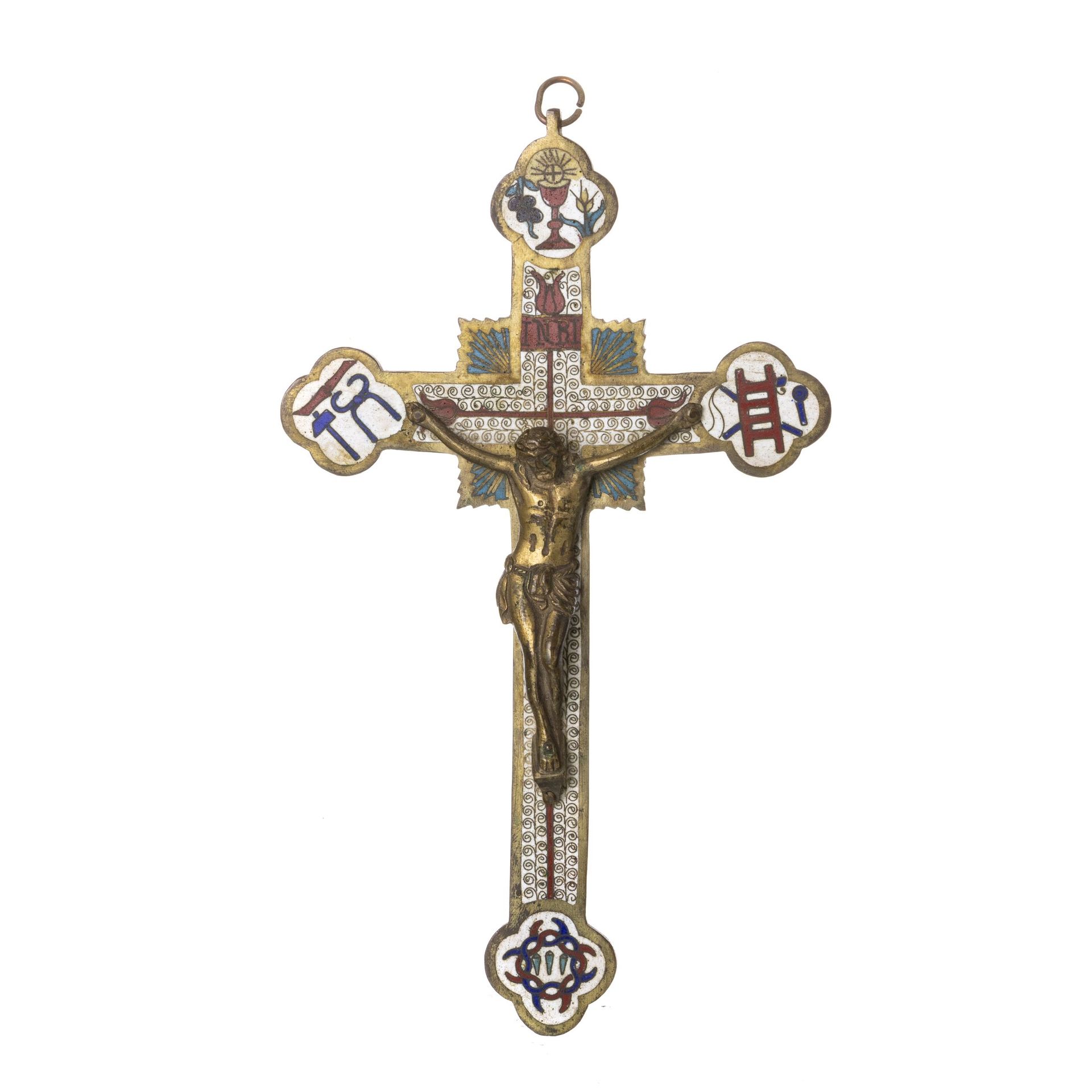 Namban Crucifix with Christ, shippo Crocifisso Namban con Cristo, shippo Giappon&hellip;