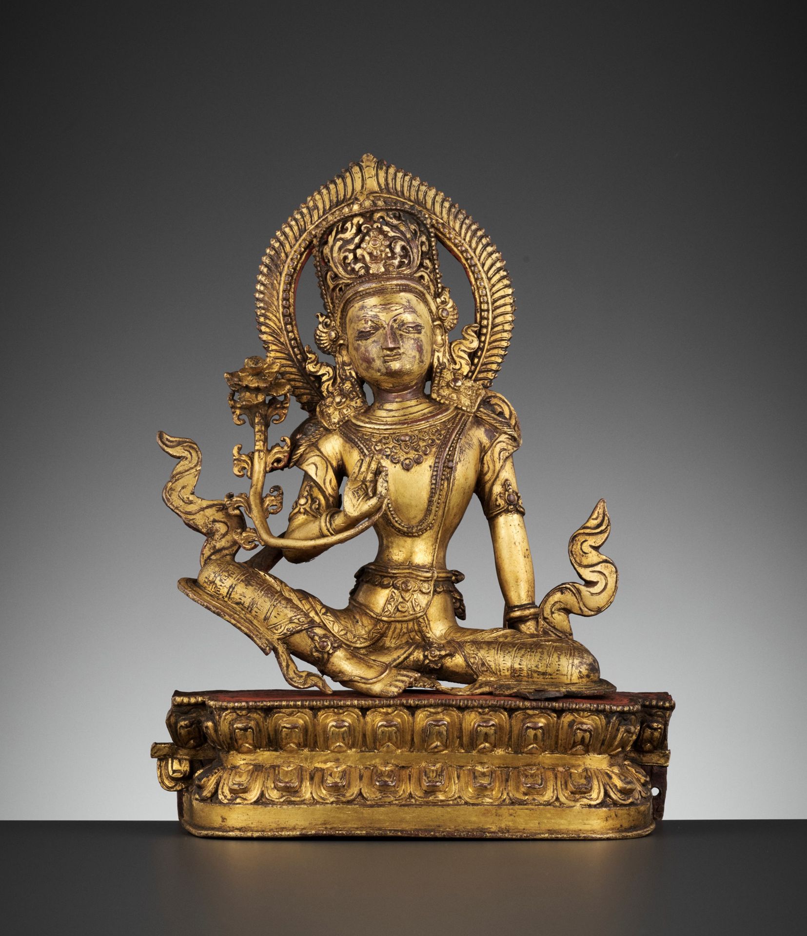 A GILT BRONZE FIGURE OF INDRA, 17TH CENTURY A GILT BRONZE FIGURE OF INDRA, 17TH &hellip;