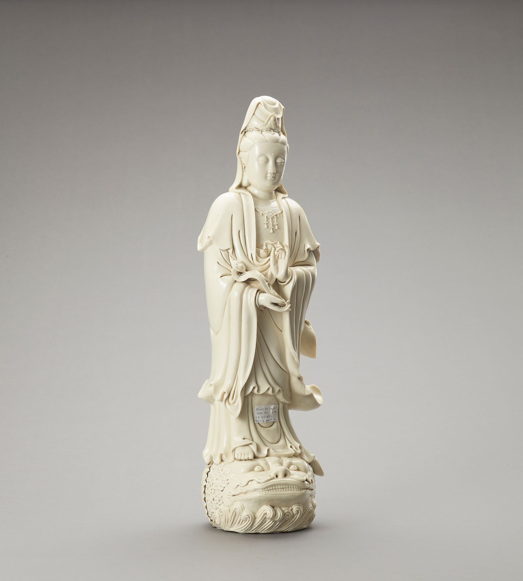 AN IMPRESSIVE AND VERY LARGE BLANC DE CHINE PORCELAIN FIGURE OF GUANYIN IMPRESSI&hellip;