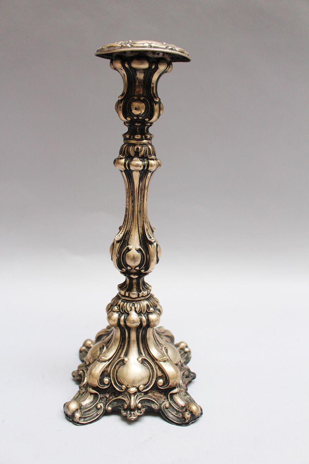 Null Silver candle stick, mid of 19th Century, 12 lötig; 508g. 29Cm height