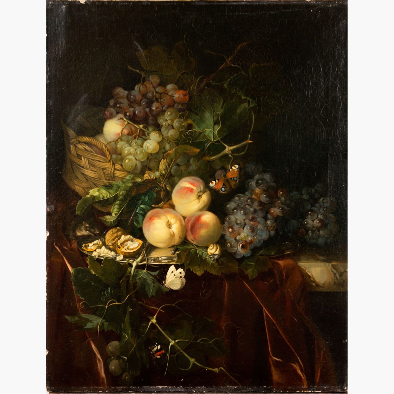 Willem van Aelst (1627-1683)-follower Willem van Aelst (1627-1683)-追随者，静物画与水果、银盘&hellip;