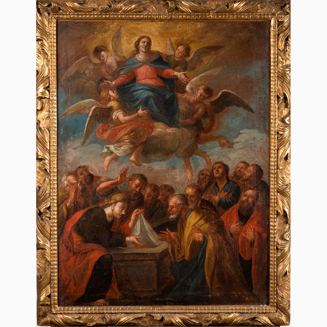 North Italian artist around 1700 1700年左右的北意大利艺术家，圣母升天；布面油画，1700年左右的雕刻和镀金框架。76x57&hellip;
