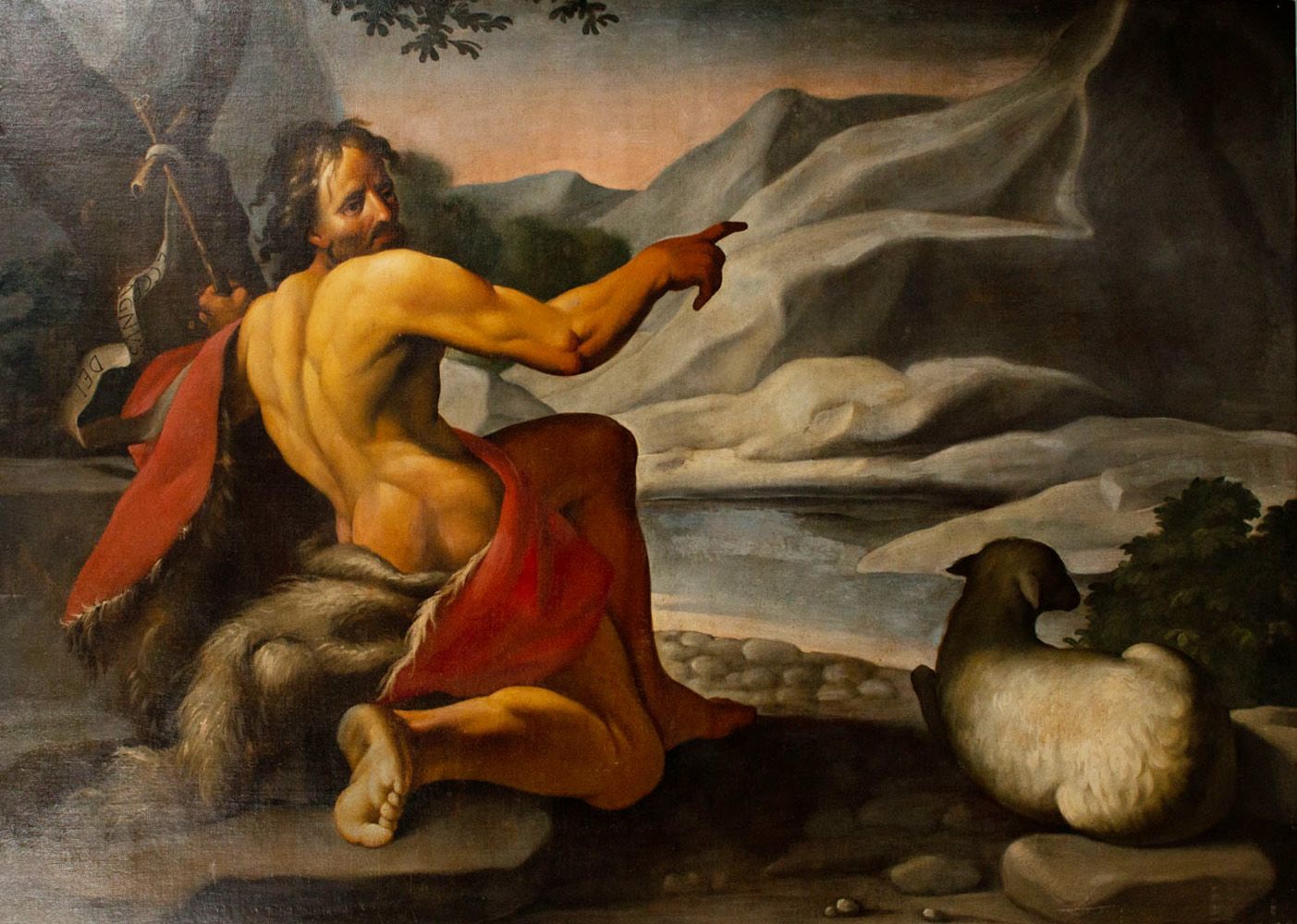 Ignazio Stern (1679-1748)-attributed 伊格纳西奥-斯特恩（1679-1748）--署名，荒野中的施洗者圣约翰，布面油画。22&hellip;