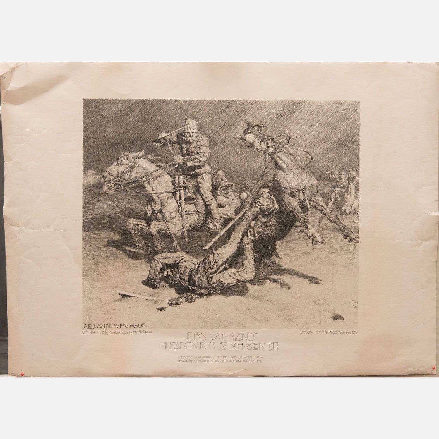 Alexander Rothaug (1870-1946) – Graphic 亚历山大-罗陶格(1870-1946) - 图形，第一次世界大战场景，纸上石印，&hellip;