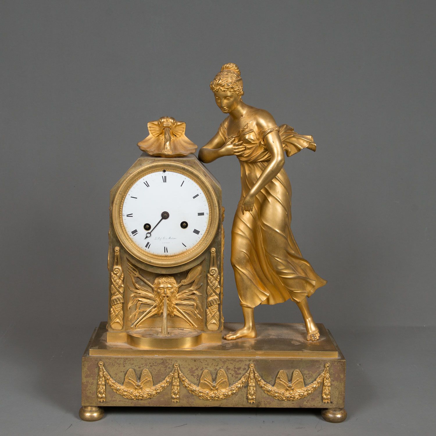 French Empire Clock French Empire Clock, on rectangular base, with classical lad&hellip;