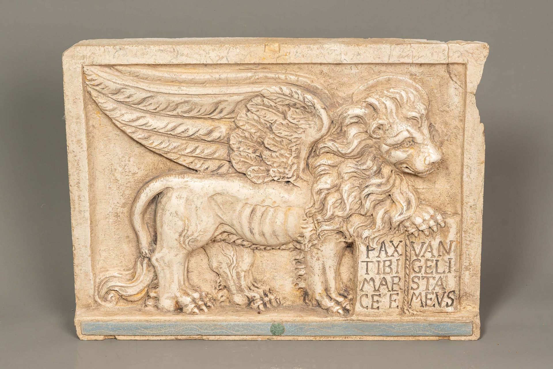 Venetian Relief Relief vénitien, lion ailé de Saint-Marc, avec livre, socle rect&hellip;