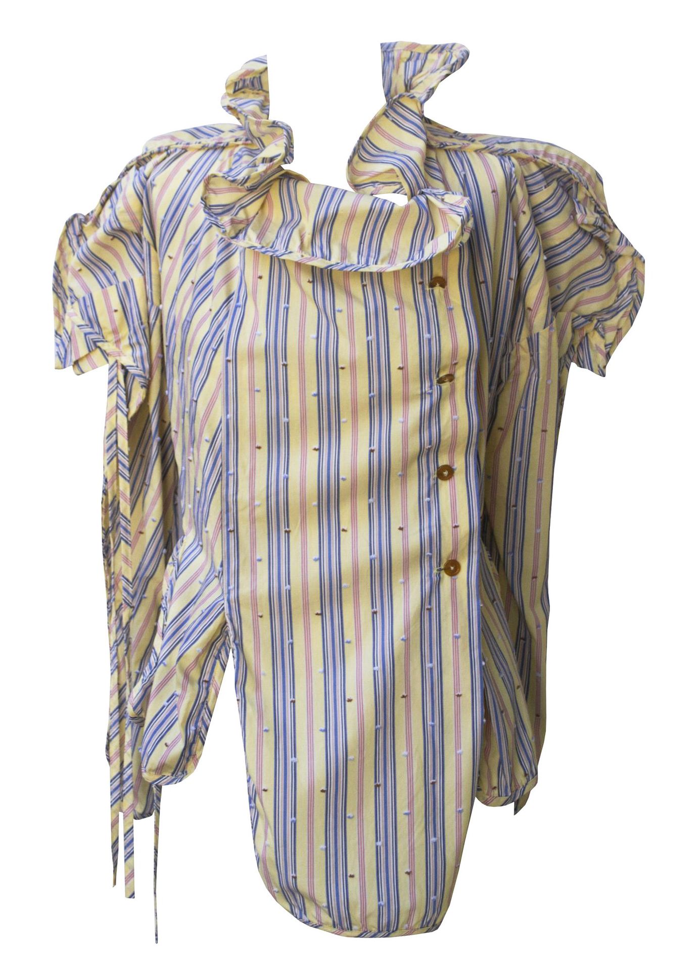 Null 薇薇安-韦斯特伍德

PLUMETIS衬衫



描述。

这款双排扣衬衫采用了条纹梅花棉。镶边贯穿领口和袖子，成为自由的绳索，准备以可调节的方式系在&hellip;