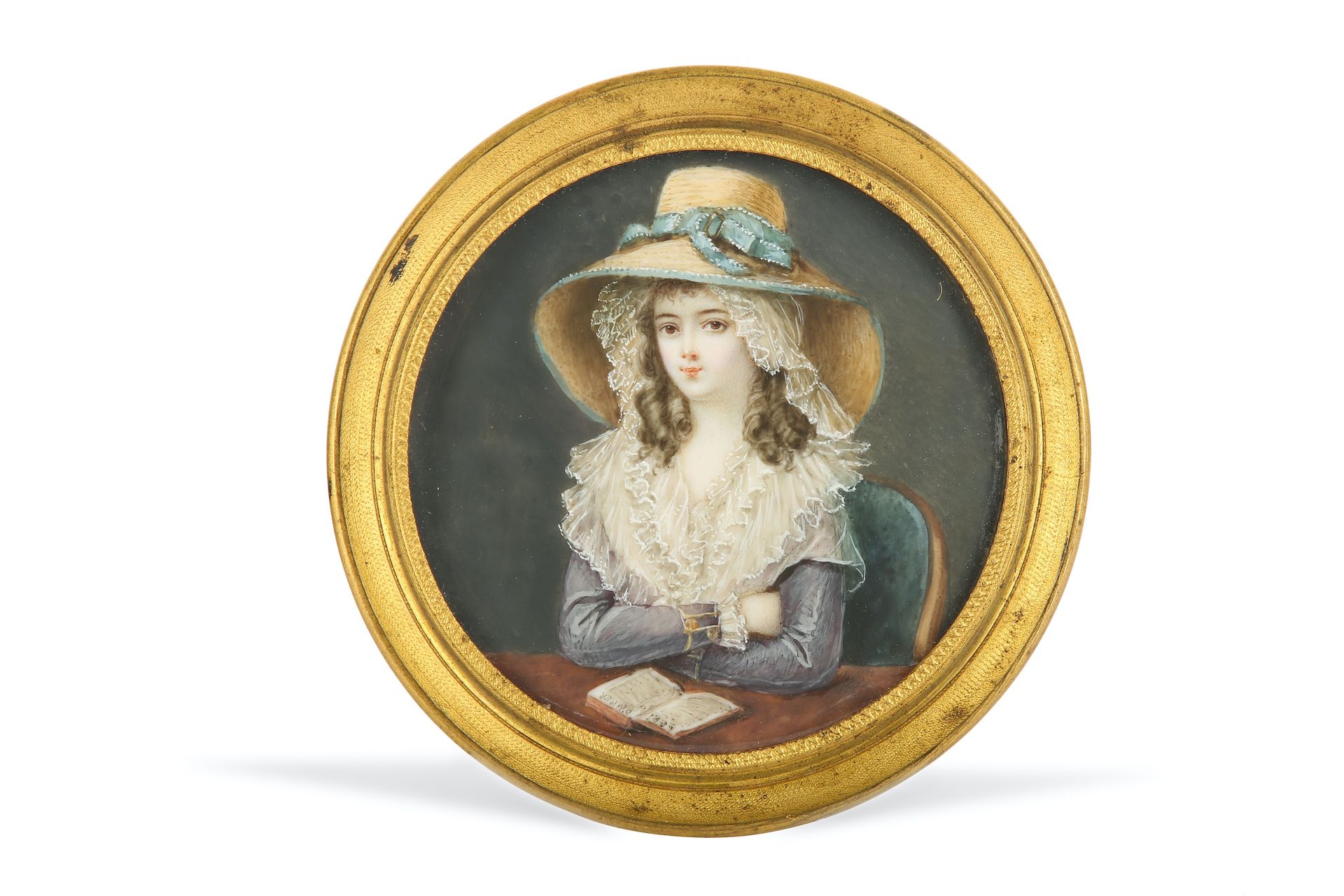 FRENCH SCHOOL (19TH CENTURY) Portrait miniature of a Lady, wearing a large straw&hellip;