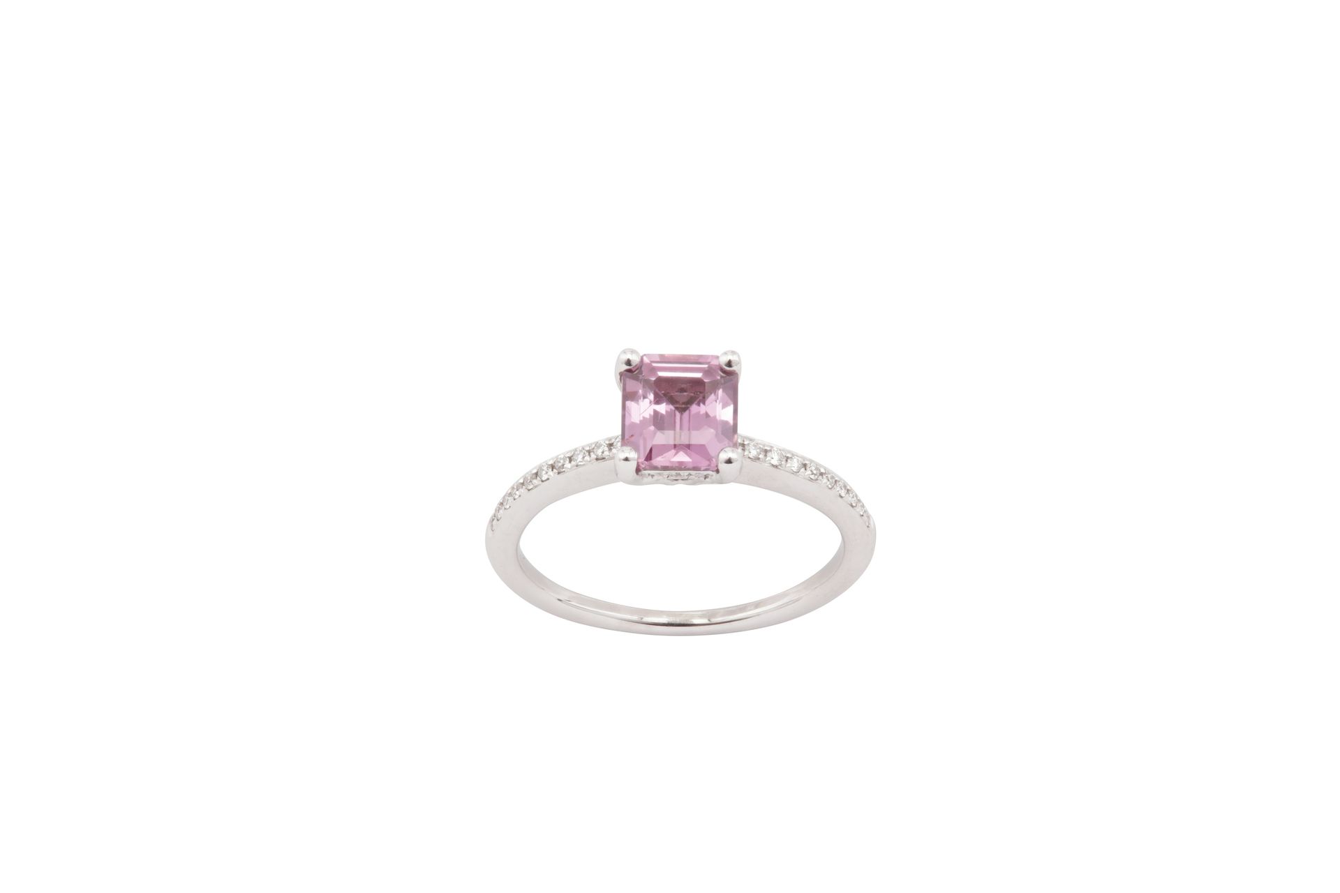 A pink sapphire and diamond ring A pink sapphire and diamond ring The rectangula&hellip;