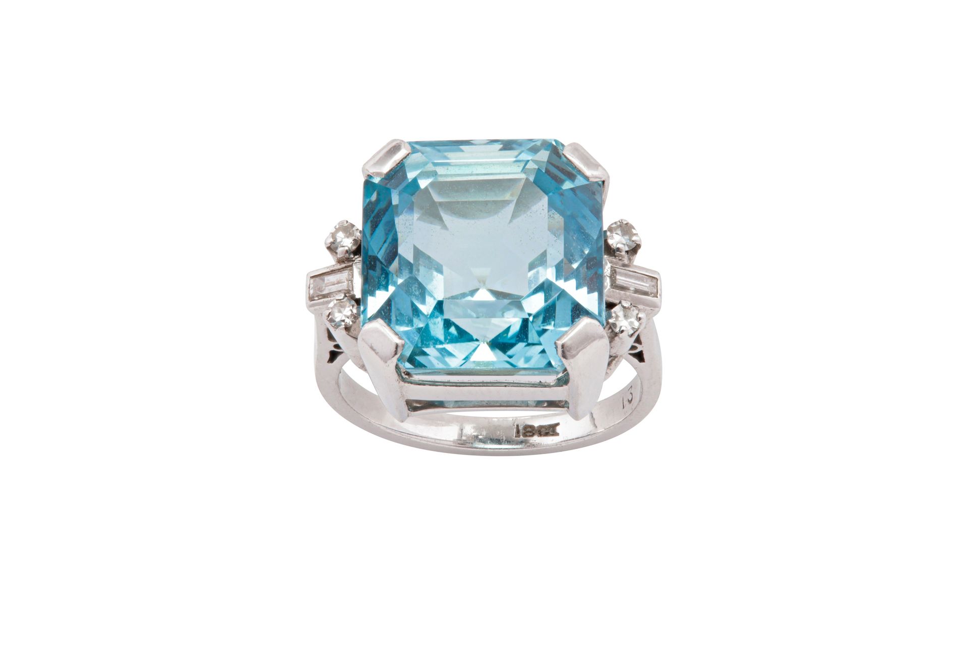 An aquamarine and diamond dress ring An aquamarine and diamond dress ring The st&hellip;