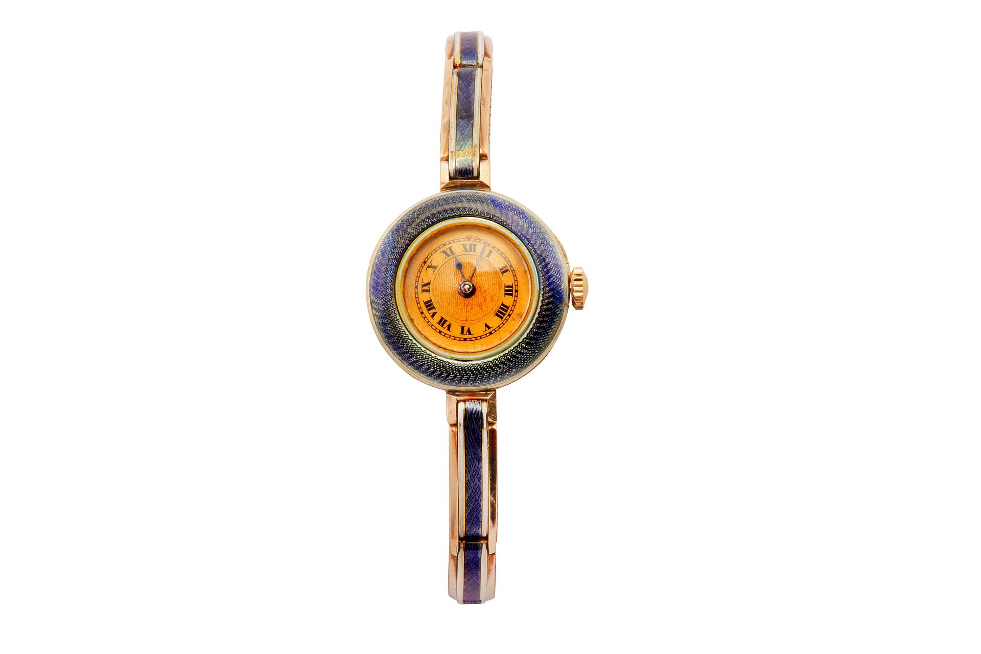 A lady's enamel wristwatch A lady's enamel wristwatch The circular gilt dial wit&hellip;
