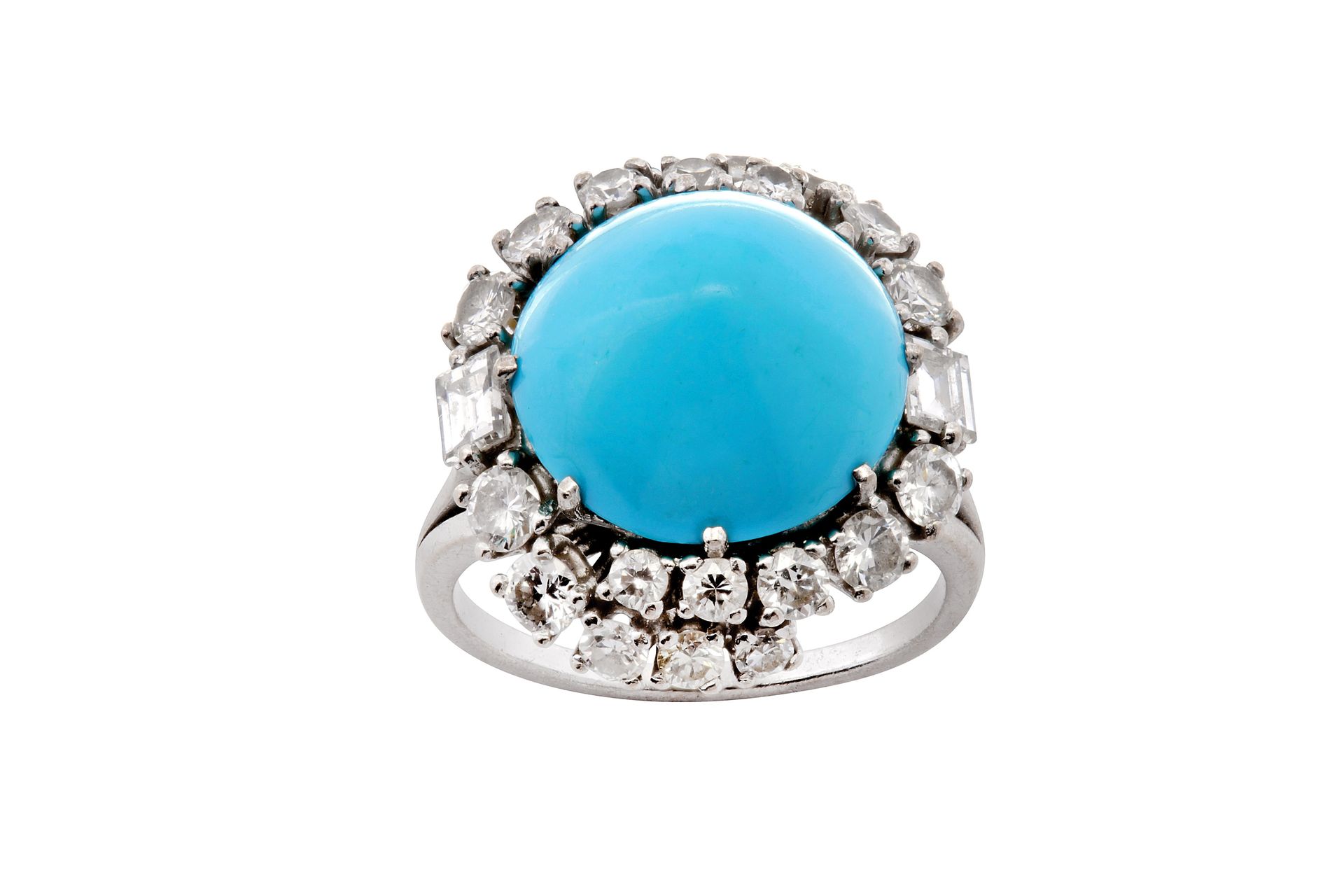 A turquoise and diamond cluster ring A turquoise and diamond cluster ring The su&hellip;