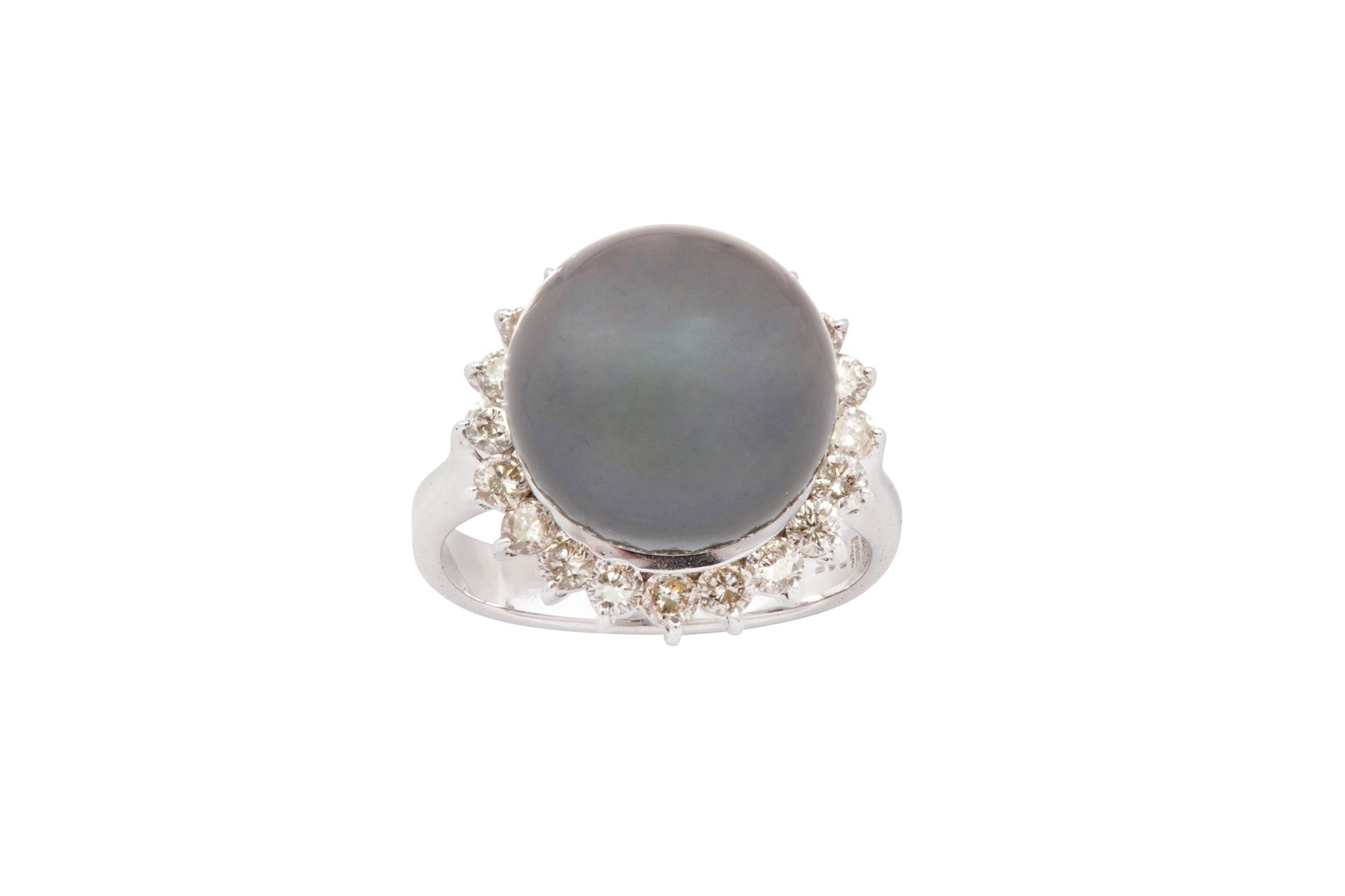 A pearl and diamond ring A pearl and diamond ring The 12.0mm black cultured pear&hellip;