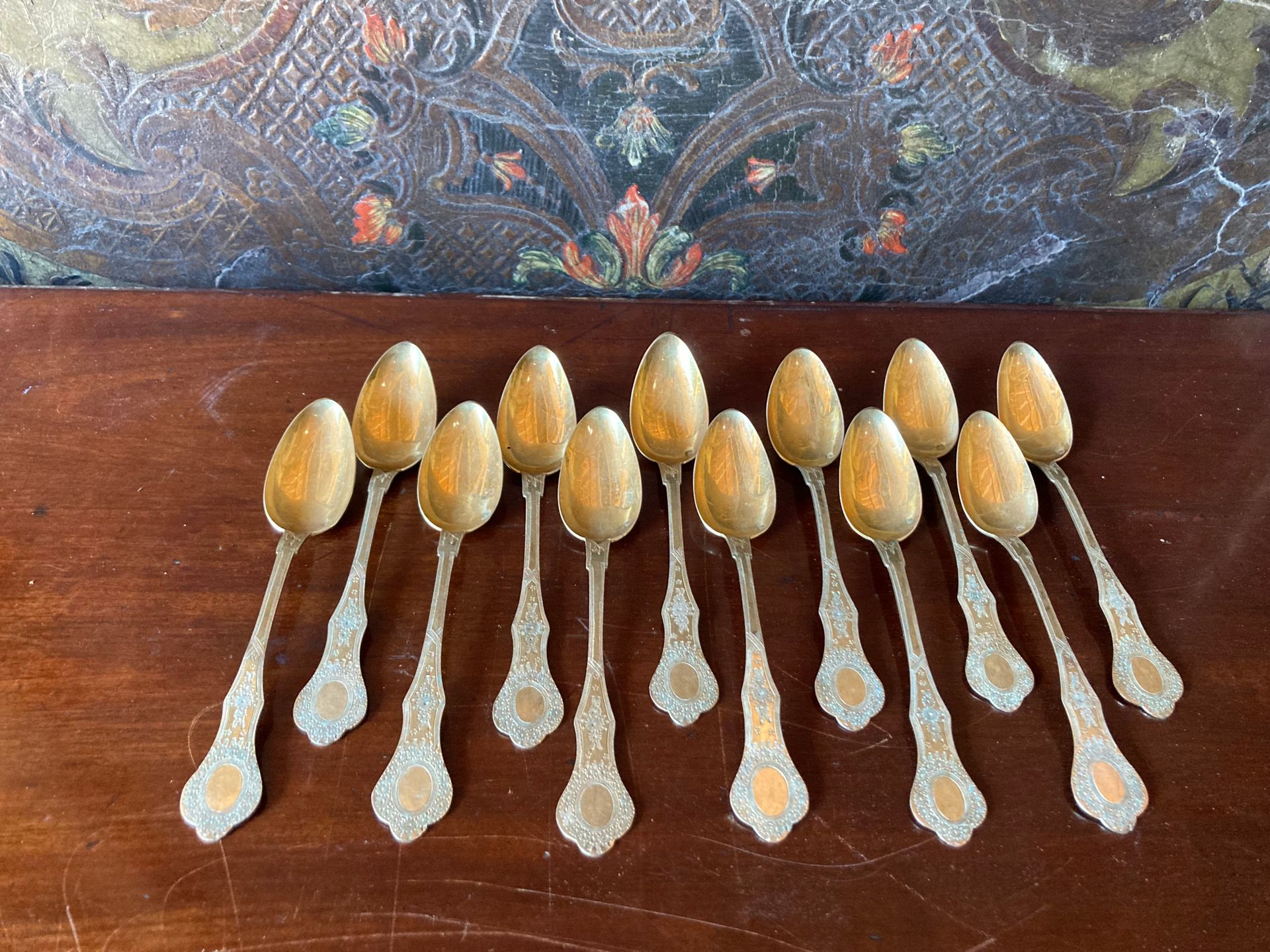 PETITES CUILLERES EN VERMEIL Set of twelve small spoons in

800 silver vermeil w&hellip;