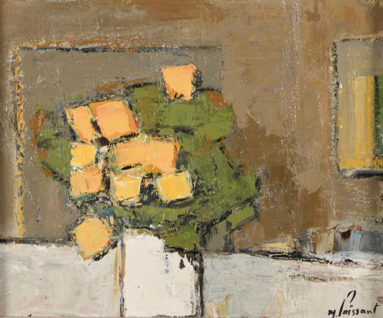 Marc POISSANT (né en 1945) 马克-普瓦桑（生于1945年

花卉

丙烯酸画板，右下角有签名。

26,2 x 31,5 cm