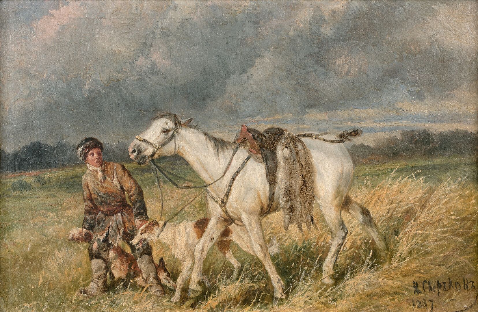 Null 尼古拉-施瓦茨科夫 (1817-1898)

狩猎归来

布面油画。

右下方有签名和日期1887

48 x 73 cm

Nicolas Swer&hellip;