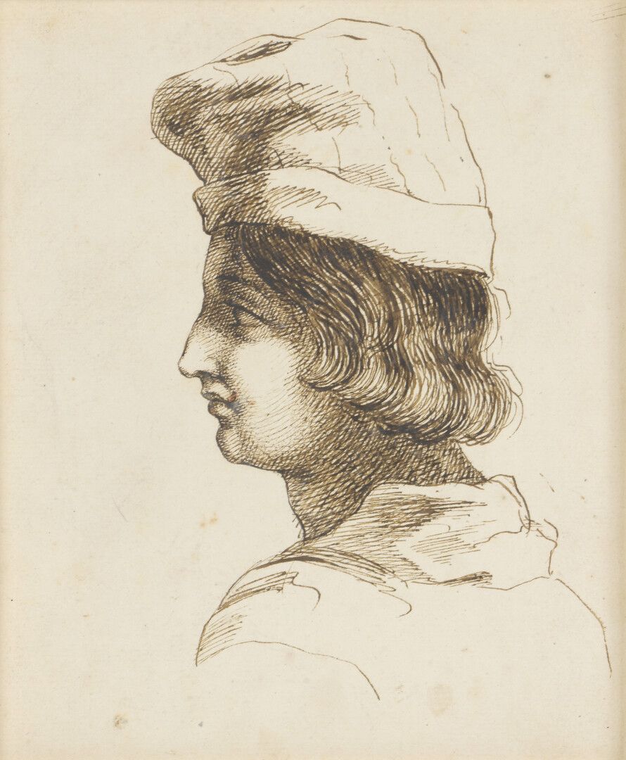Null 格尔钦风格，18世纪

一个男人的头

墨水。

20 x 17,5 cm