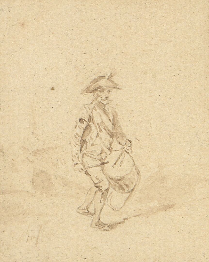 Null 奥古斯特-拉费特（1804-1860），归于

年轻的鼓手

清洗。

无法辨认的签名

5 x 4,5 cm