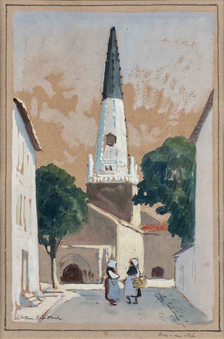 Null 克里斯蒂安-库约（Christian COUILLAUD）（1904-1964年）。

阿斯恩雷教堂

水粉画。

左下方有签名，位于右下方。

20&hellip;