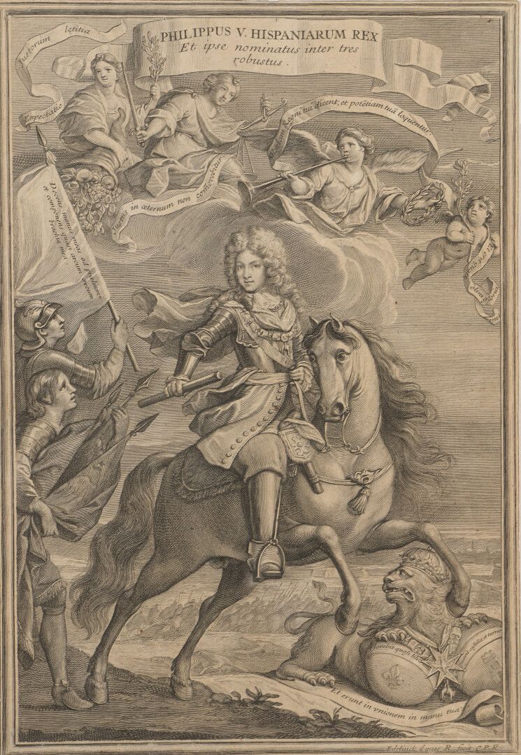 Null 杰拉尔德-埃德林克 (1640-1707)

西班牙的菲利普五世

布林。

右下方有签名，日期为1704年。

27 x 18,5 cm