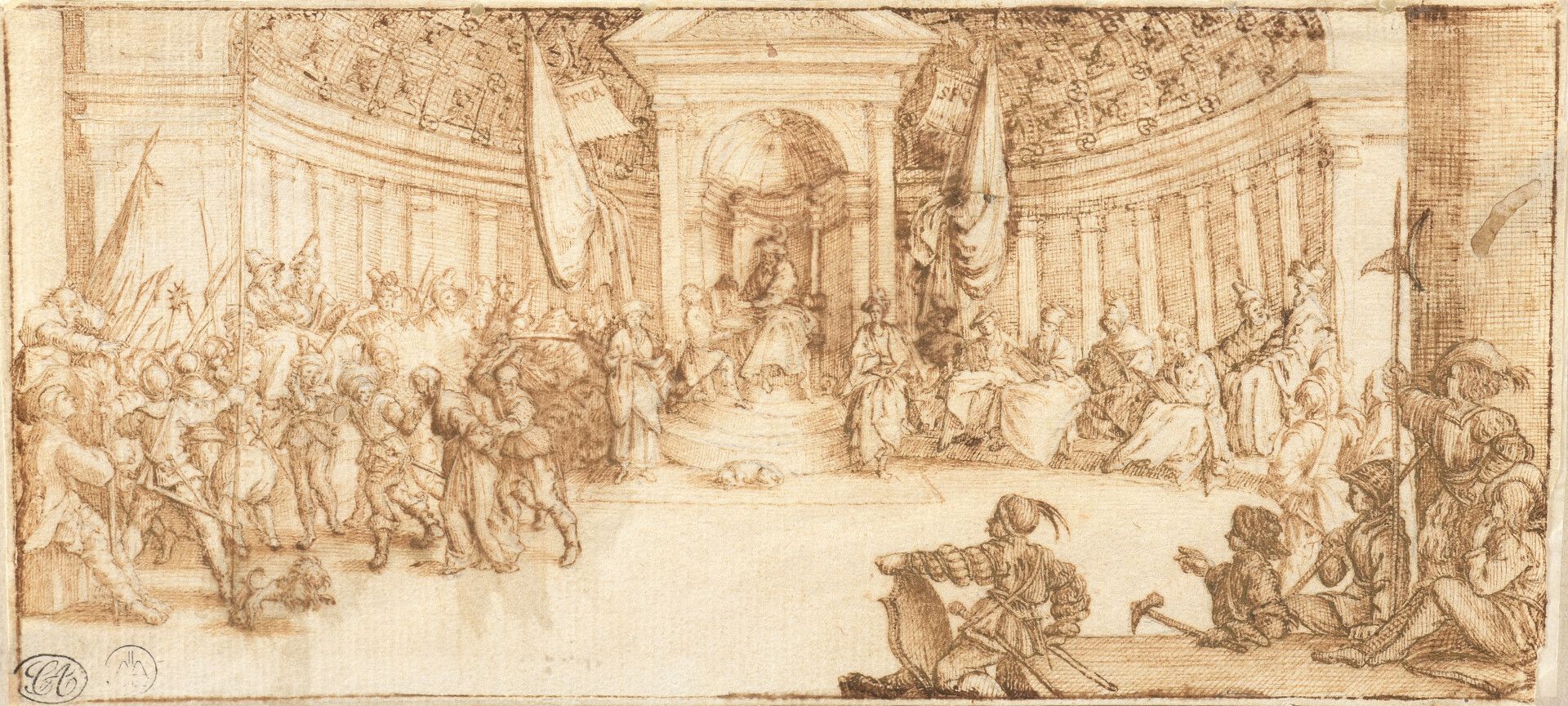 Null 17世纪佛罗伦萨学校

基督在彼拉多面前

钢笔和棕色墨水。

9,5 x 21 cm

左下角有两个收藏邮票