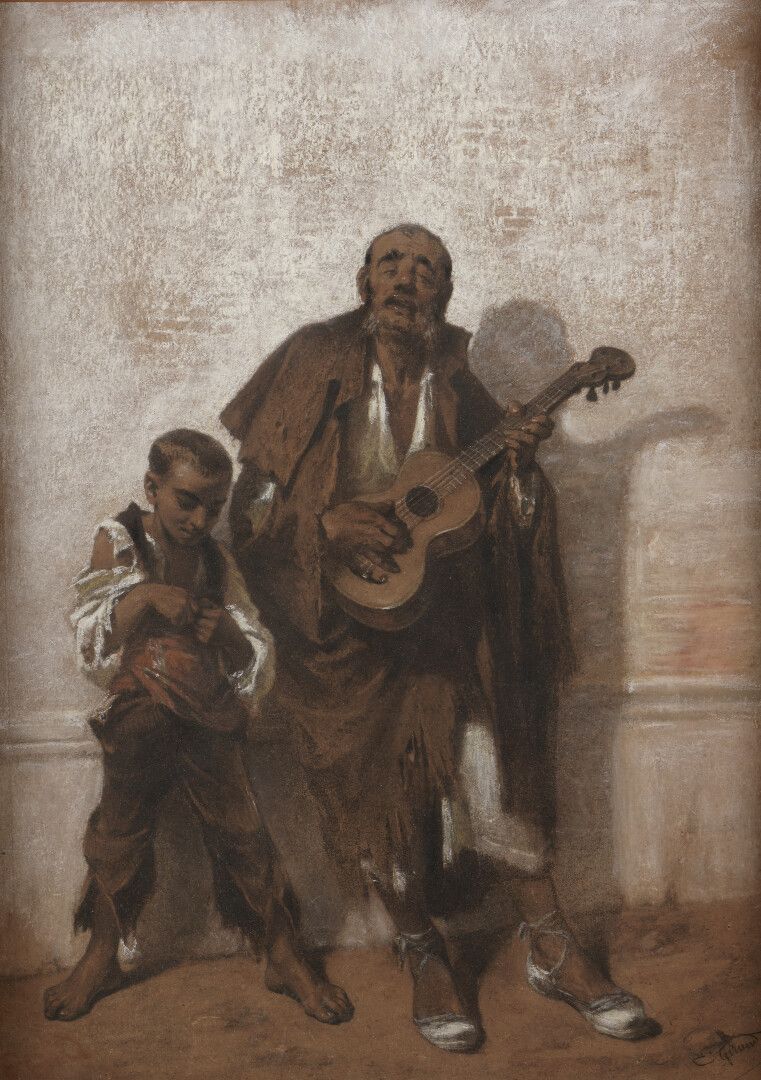 Null Eugène GIRAUD (1806-1881)

Scène de rue avec mendiants espagnols

Pastel.

&hellip;