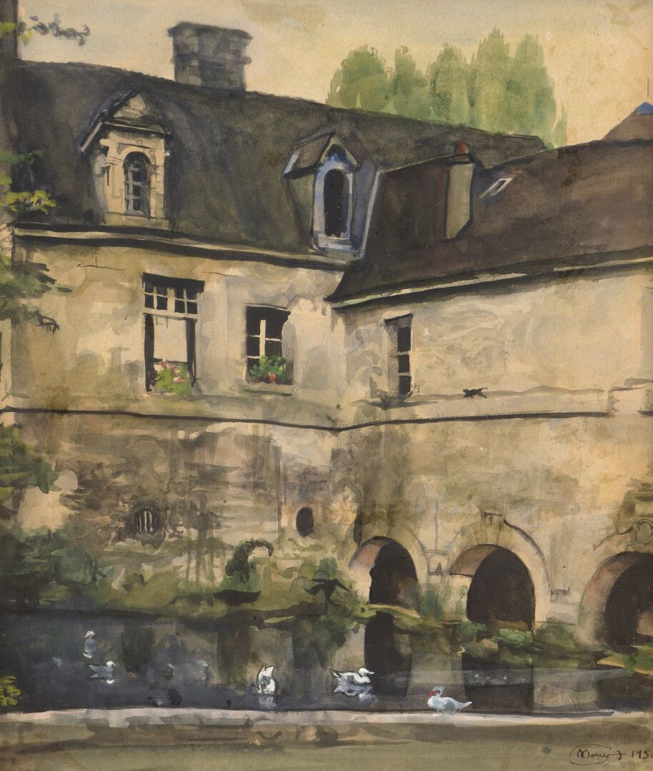 Null 
Monique JORGENSEN (1906-?)




Château et plan d'eau, 28-6-42




Aquarell&hellip;