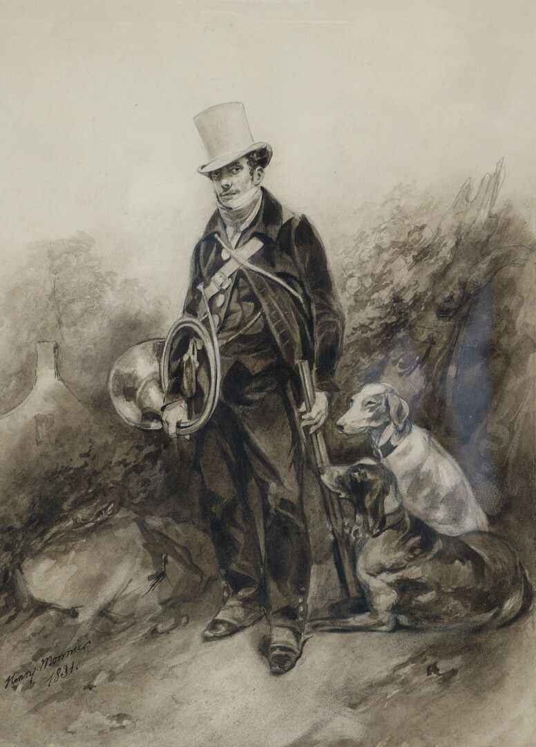 Null Henry MONNIER (1805-1877)

Chasseur et ses chiens

Encre et lavis.

Signé e&hellip;