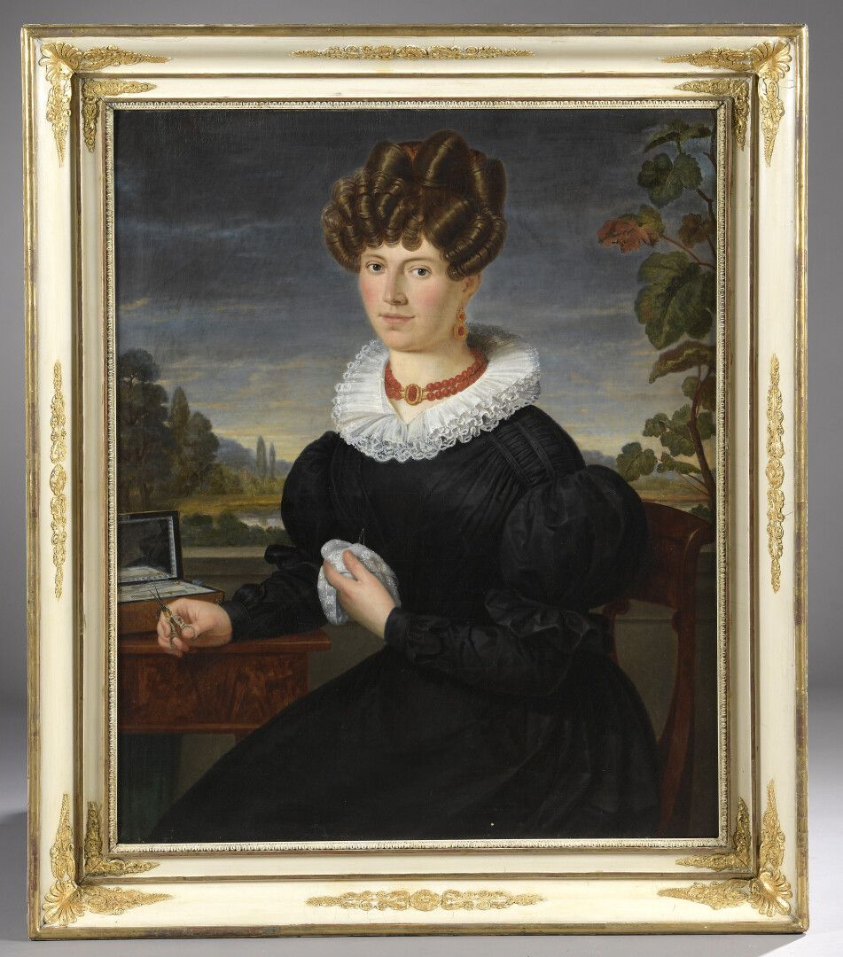 Null 阿德里安-伍尔法特 (1804-1873)

景观中的女人肖像

布面油画，签名和日期为1828年。

小小的凹痕。

94 x 77 cm



可&hellip;