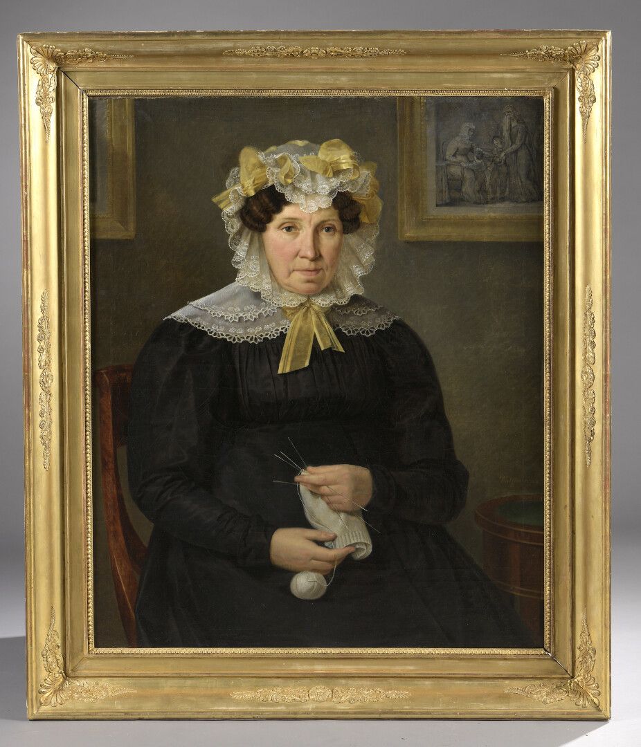 Null Adrien WULFFAERT (1804-1873)

Portrait de femme à son ouvrage

Huile sur to&hellip;