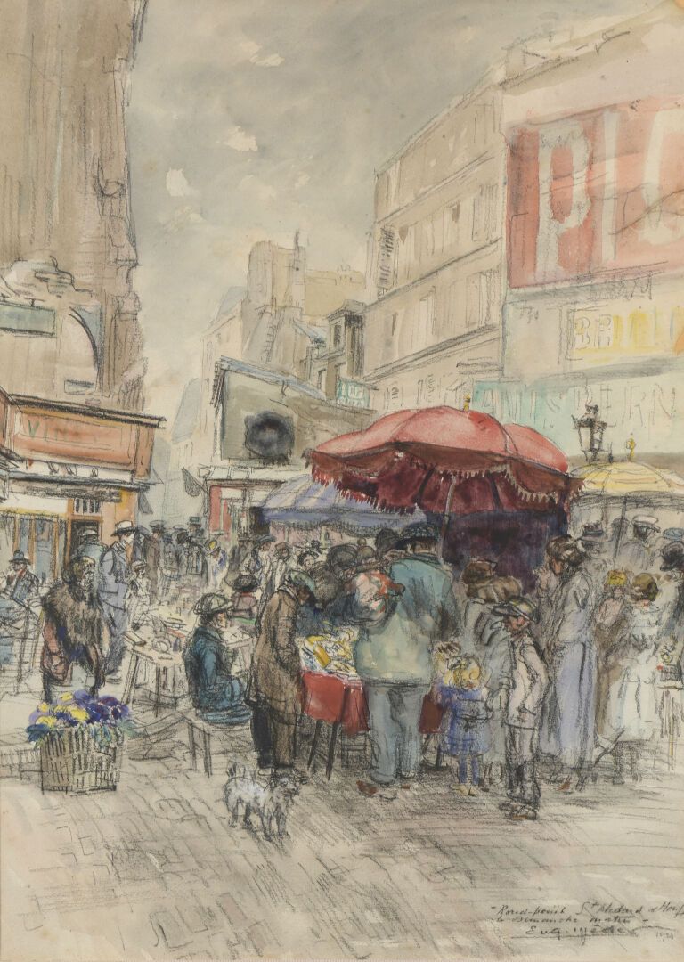 Null 欧仁-维德 (1876-1936)

1921年周日上午，圣梅达广场和穆费塔德广场。

纸上水彩和印度墨水。

右下方有签名、位置和日期1921年。
&hellip;