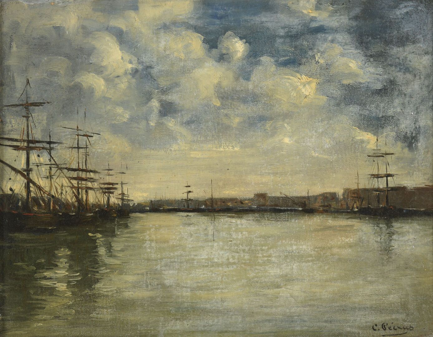 Null 查尔斯-佩克鲁斯 (1826-1907)

港口

布面油画。

右下方有签名。

上部有缺口、小裂缝和缺失部分。

28 x 36 厘米