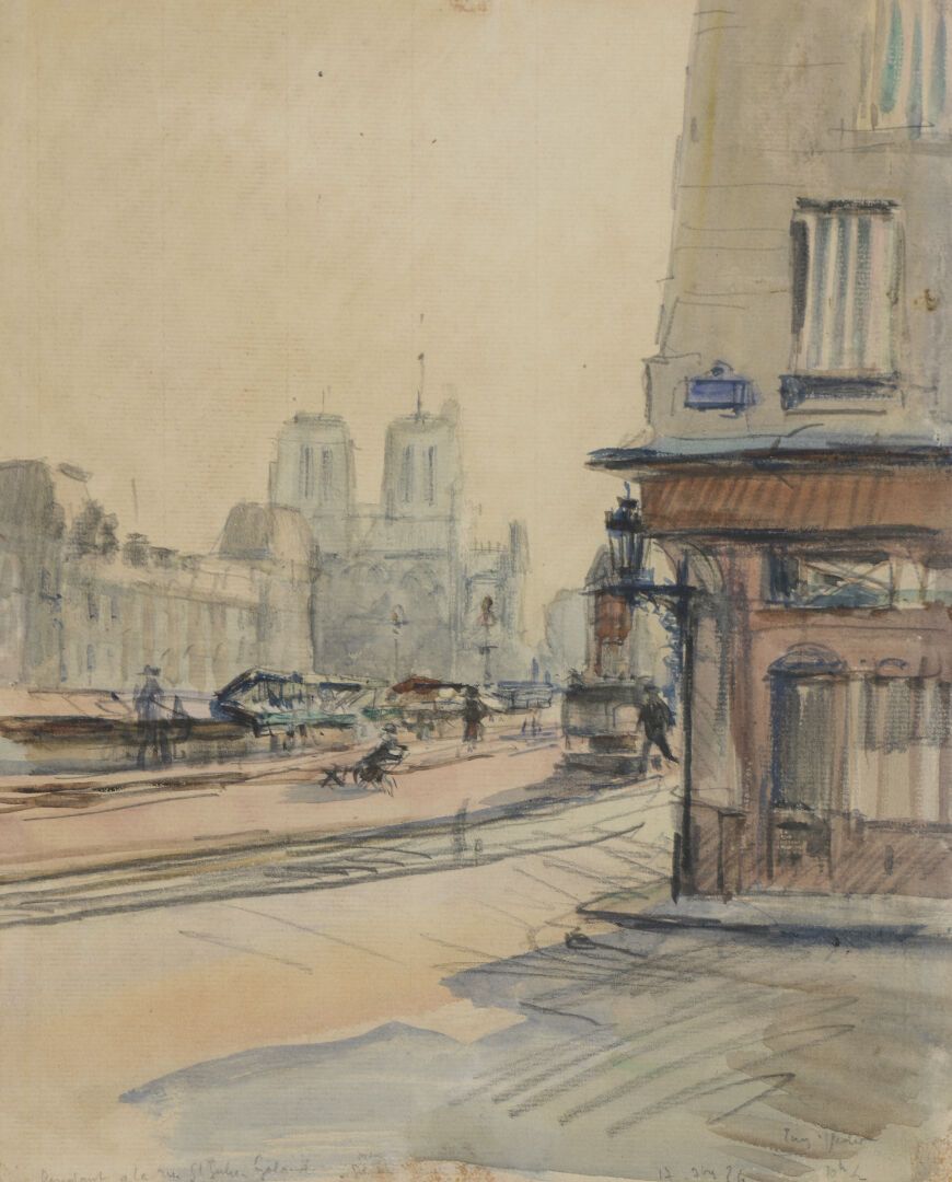 Null Eugène Véder (1876-1936) 

Pendant à la Rue St Julien-Rue Galande

Lavis d'&hellip;