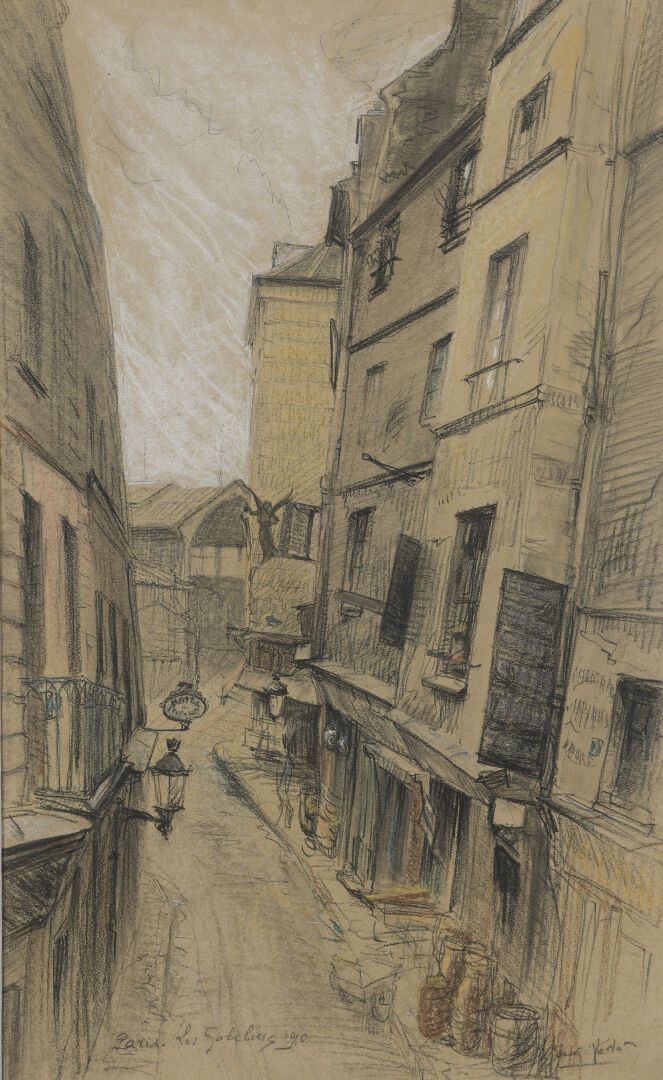 Null 欧仁-维德 (1876-1936)

巴黎，Les Gobelins 1910

纸上水彩和印度墨水。

右下方有签名，左下方有1910年的位置和日期&hellip;