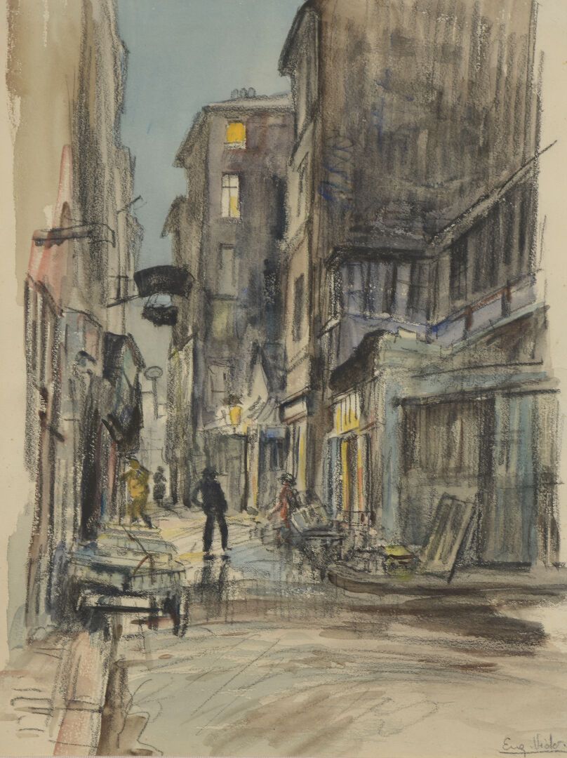 Null 欧仁-维德 (1876-1936)

夜晚的小巷

纸上水彩和印度墨水。

右下方有签名。

34,2 x 25,5 cm
