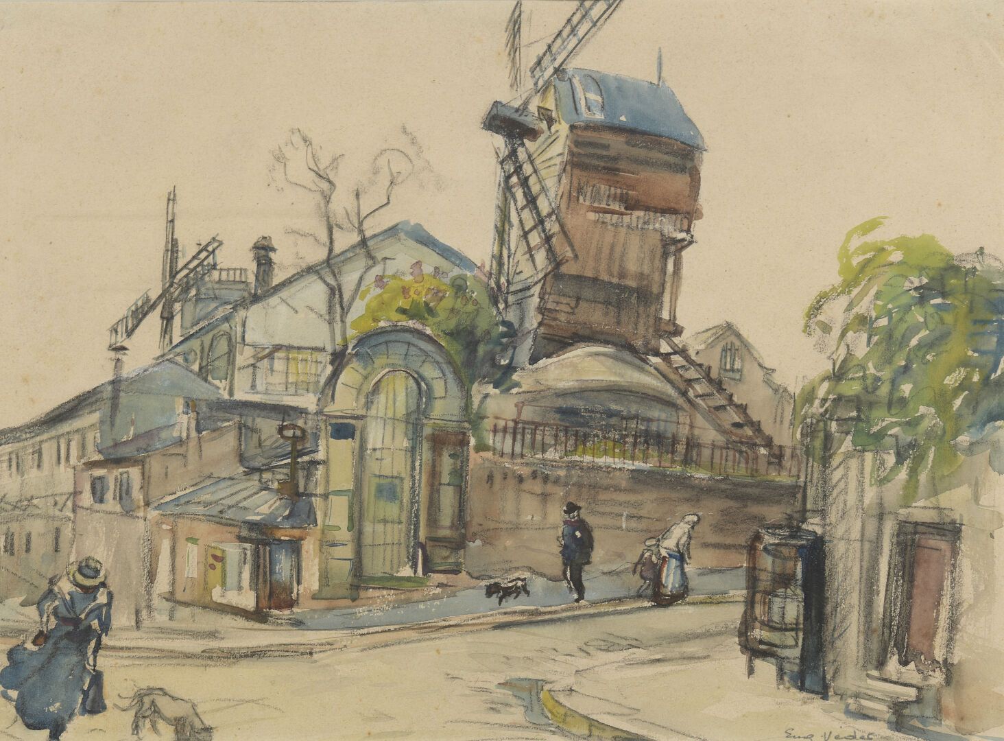 Null Eugène Véder (1876-1936)

Moulin de la Galette

Watercolor wash and India i&hellip;