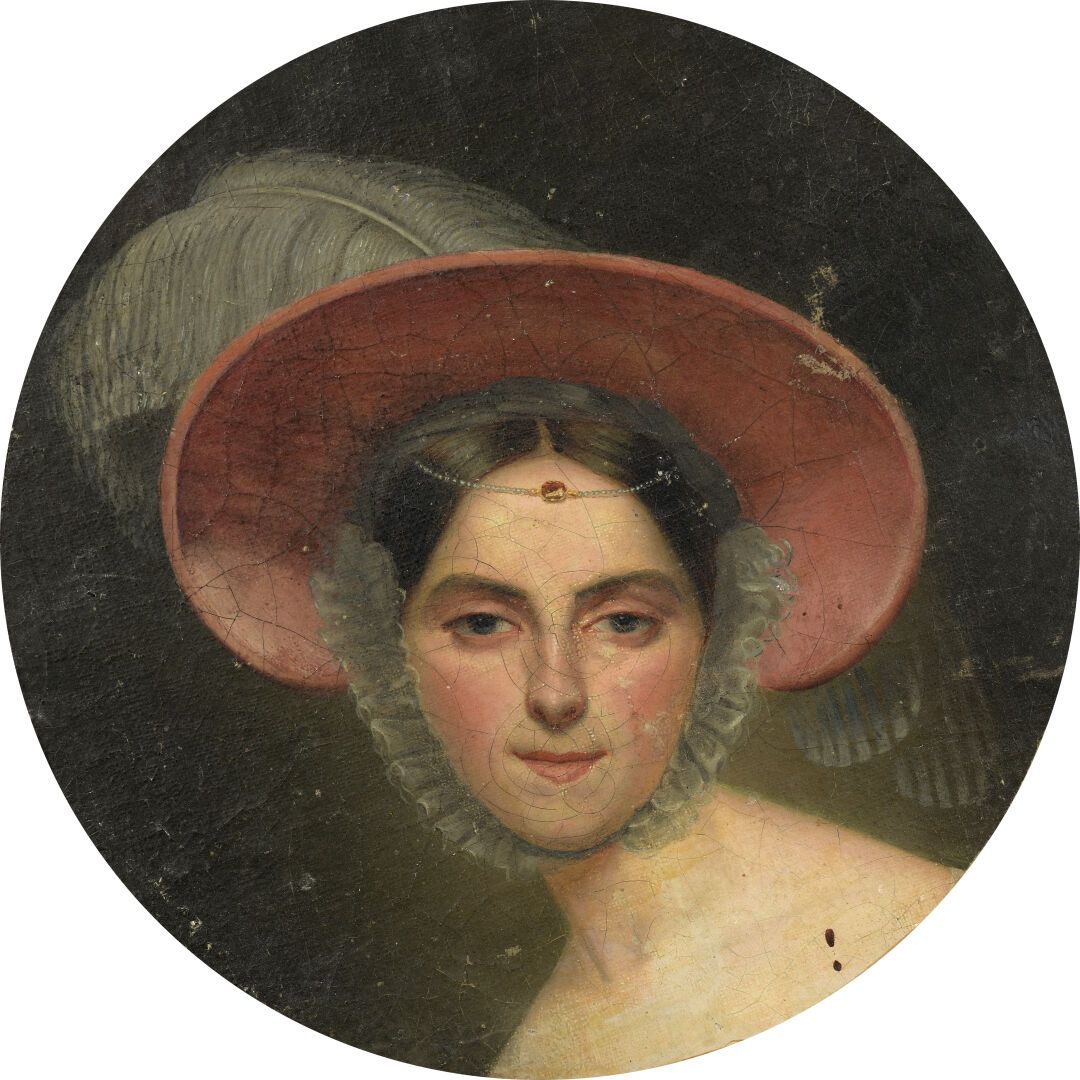 Null School of the 19th century

Woman with a hat in tondo

Oil on panel.

D. 26&hellip;