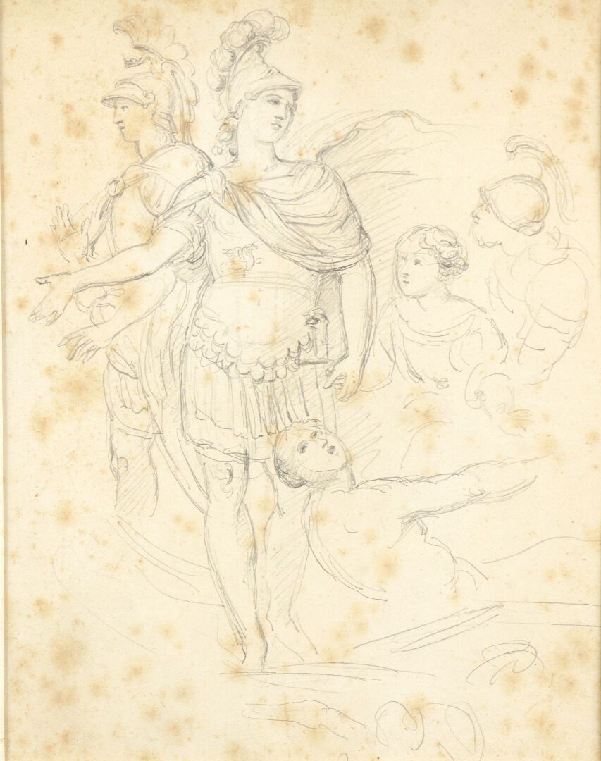 Null 归功于维克多-德-布依尔（1791-1867）。

古典风格的人物打扮研究

铅笔。

有些褪色。

背面有一个收藏印章。

33,5 x 25 cm