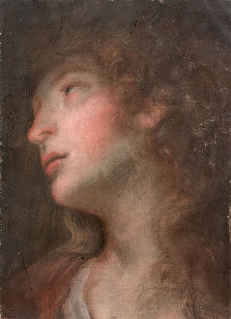Null 意大利学校约1700年

一个男人的头颅轮廓

粉笔画。

磨损、破损、缺失的部分。

35 x 25厘米