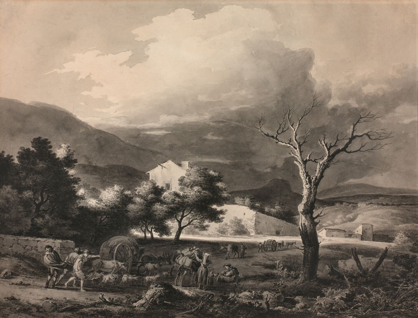 Jean Antoine CONSTANTIN D'AIX (1756-1844). 让-安托万-康斯坦丁-德艾克斯（1756-1844）。

暴风雨前，乡村别&hellip;